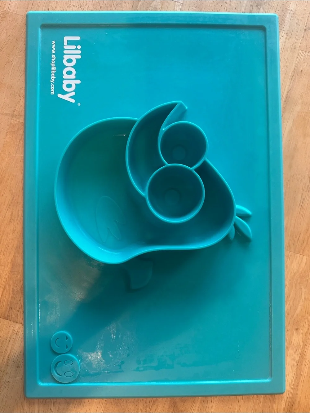 Teal Silicone Suction Placemat with Built-In Plate for Kids